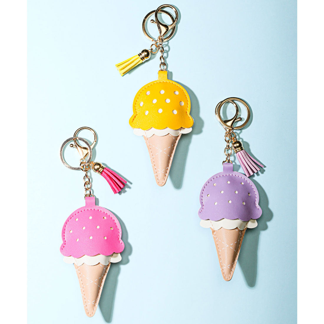 ラグスタイル LUXSTYLE アイスクリームチャーム/キーホルダー アイスクリーム コーン ジェラート PUレザー フェイクレザー 合皮 合成皮革 レザーチャーム （パープル） パープル