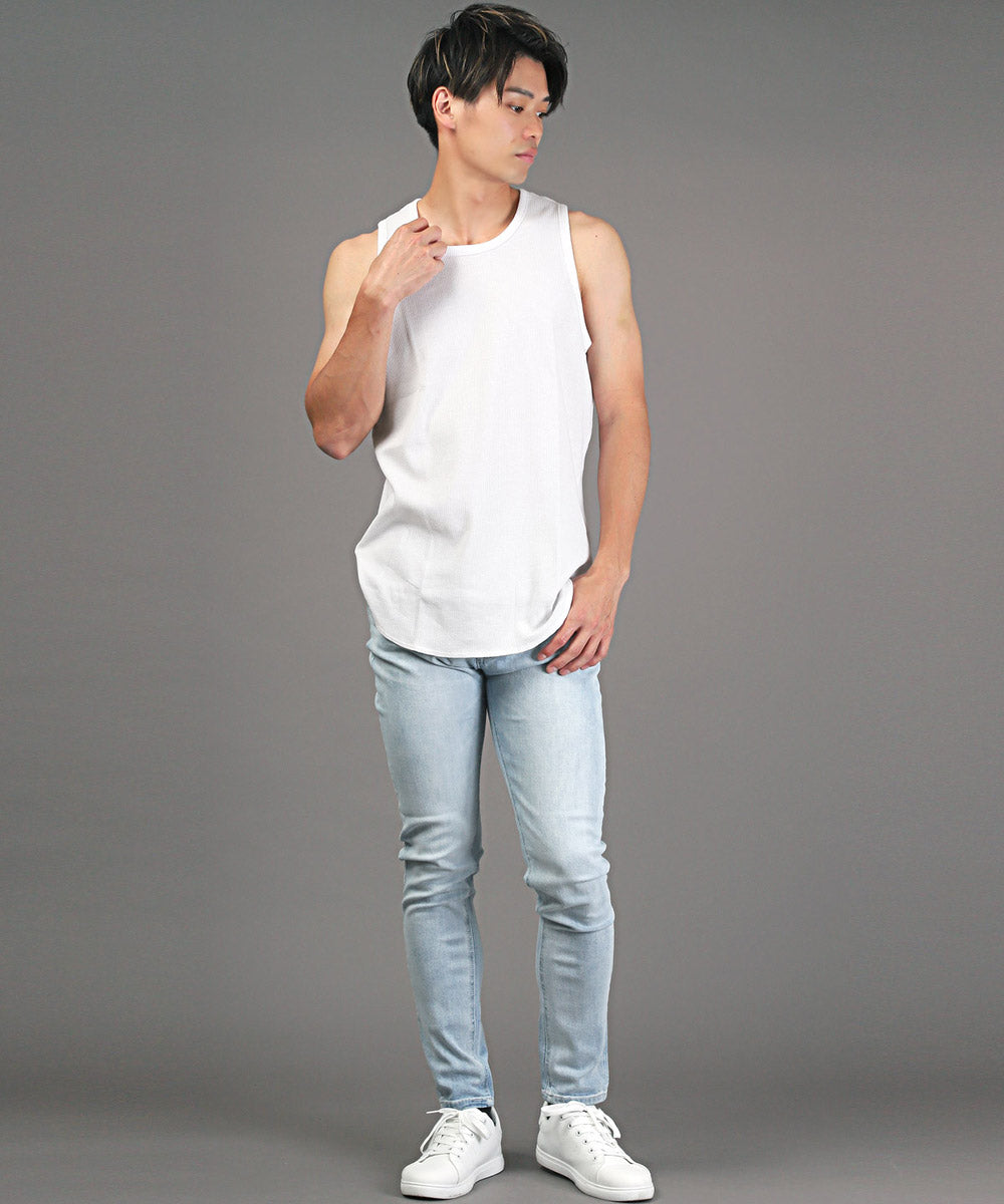 ラグスタイル LUXSTYLE ワッフルタンクトップ/メンズタンクトップ ノースリーブ Tシャツ トップス ワッフル 無地 夏 インナー 肌着 袖なし