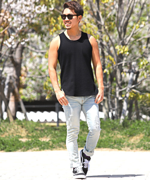 ラグスタイル LUXSTYLE ワッフルタンクトップ/タンクトップ メンズ ワッフル ミディアム丈