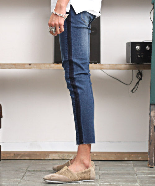 ラグスタイル LUXSTYLE サイドラインスーパーストレッチスキニーデニムアンクルパンツ/スキニー デニム アンクル メンズ ストレッチ サイドライン ダメージ
