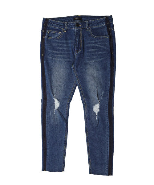 ラグスタイル LUXSTYLE サイドラインスーパーストレッチスキニーデニムアンクルパンツ/スキニー デニム アンクル メンズ ストレッチ サイドライン ダメージ