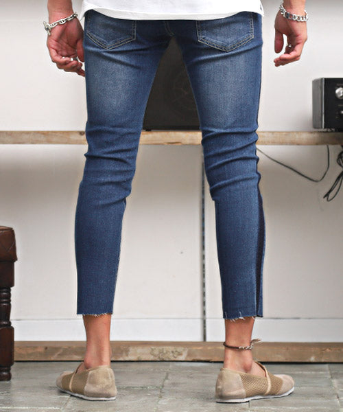 ラグスタイル LUXSTYLE サイドラインスーパーストレッチスキニーデニムアンクルパンツ/スキニー デニム アンクル メンズ ストレッチ サイドライン ダメージ