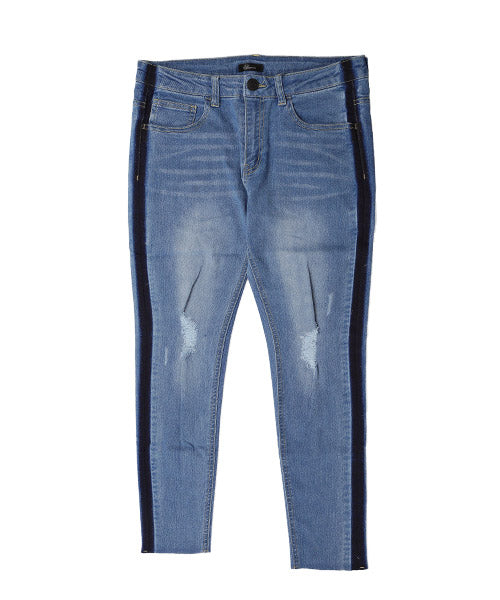 ラグスタイル LUXSTYLE サイドラインスーパーストレッチスキニーデニムアンクルパンツ/スキニー デニム アンクル メンズ ストレッチ サイドライン ダメージ