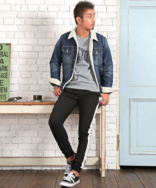 ラグスタイル LUXSTYLE ボアデニムジャケット/ボア デニムジャケット メンズ Gジャン ジージャン アウター BITTER ビター系 秋 冬