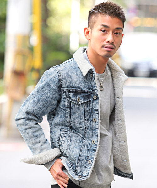 ラグスタイル LUXSTYLE ボアデニムジャケット/ボア デニムジャケット メンズ Gジャン ジージャン アウター BITTER ビター系 秋 冬