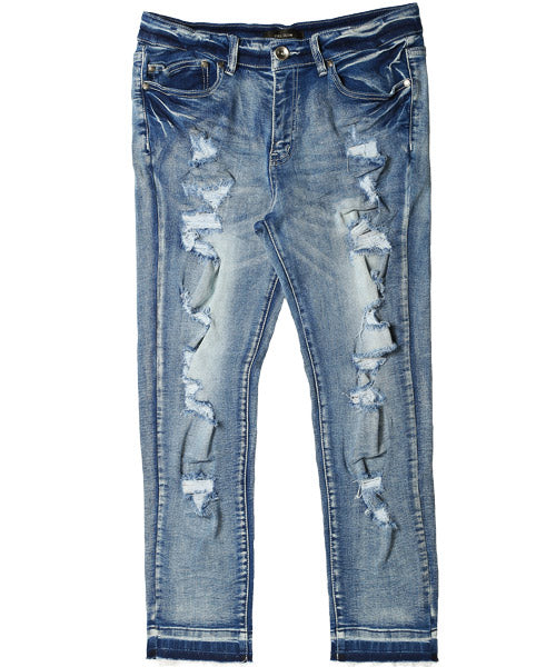 ラグスタイル LUXSTYLE ハードダメージ加工カットオフアンクルデニムスキニーパンツ/デニム パンツ スキニー アンクル ダメージ カットオフ