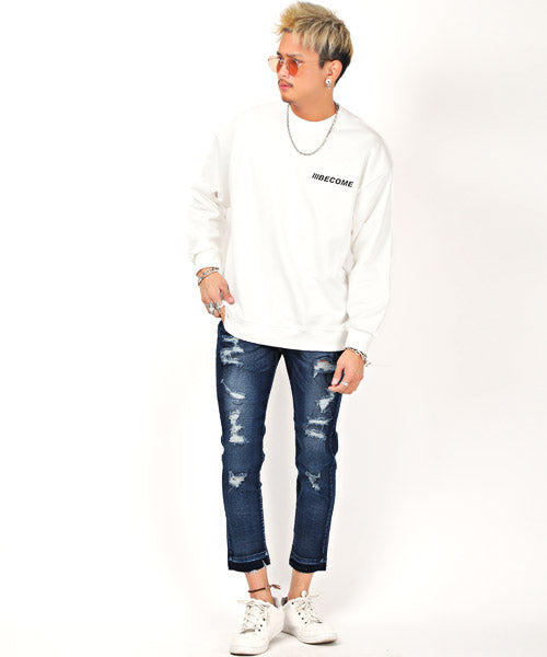 ラグスタイル LUXSTYLE ハードダメージ加工カットオフアンクルデニムスキニーパンツ/デニム パンツ スキニー アンクル ダメージ カットオフ