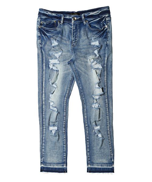 ラグスタイル LUXSTYLE ハードダメージ加工カットオフアンクルデニムスキニーパンツ/デニム パンツ スキニー アンクル ダメージ カットオフ