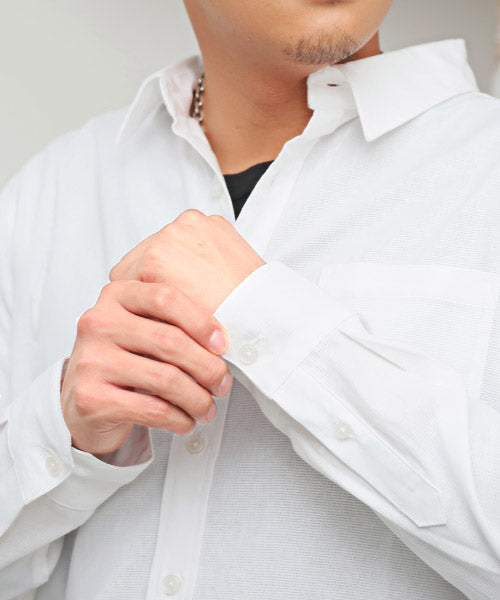 ラグスタイル LUXSTYLE パナマ織りレギュラーカラーシャツ/長袖シャツ メンズ パナマ織り チェック柄 ストライプ柄 無地