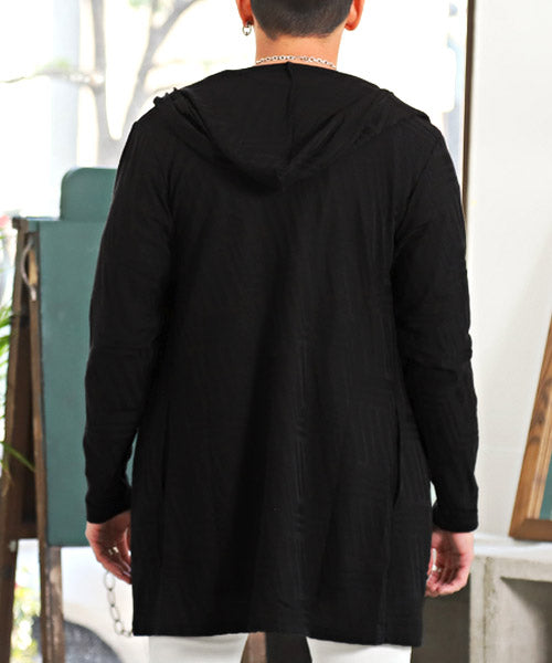 ラグスタイル LUXSTYLE 幾何学柄フード付きガウン/カーディガン メンズ ガウン フード ジャガード ロング丈 幾何学