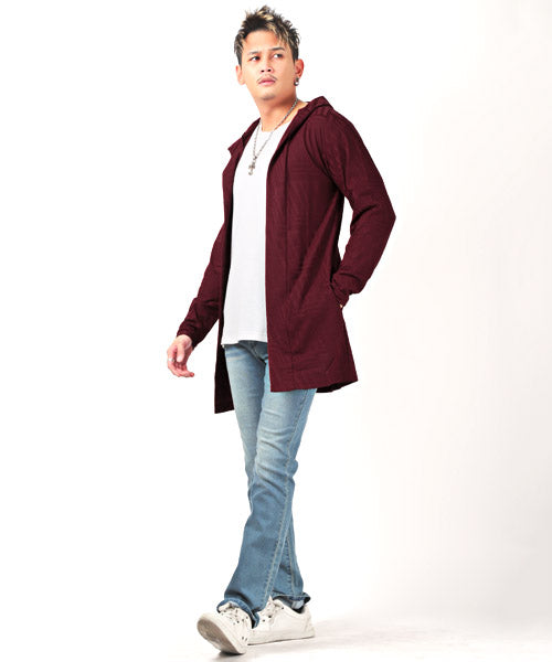 ラグスタイル LUXSTYLE 幾何学柄フード付きガウン/カーディガン メンズ ガウン フード ジャガード ロング丈 幾何学