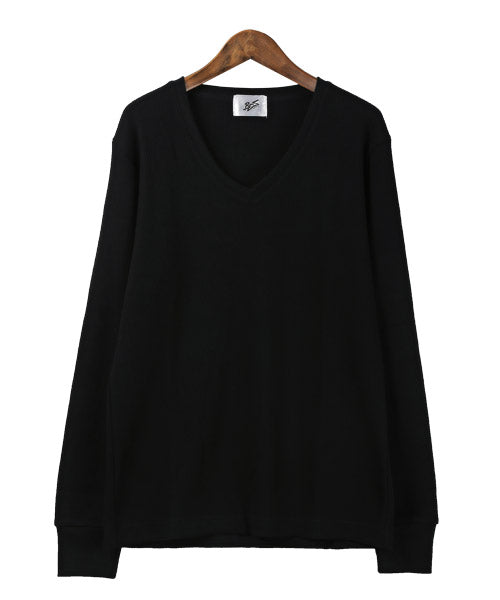 ラグスタイル LUXSTYLE ワッフルVネック長袖Tシャツ/ロンT メンズ 長袖Tシャツ ワッフル Vネック