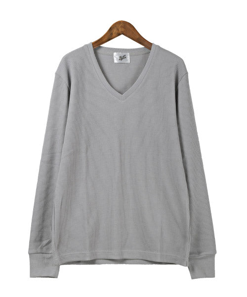 ラグスタイル LUXSTYLE ワッフルVネック長袖Tシャツ/ロンT メンズ 長袖Tシャツ ワッフル Vネック