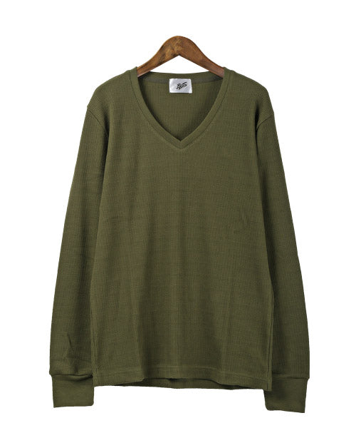 ラグスタイル LUXSTYLE ワッフルVネック長袖Tシャツ/ロンT メンズ 長袖Tシャツ ワッフル Vネック