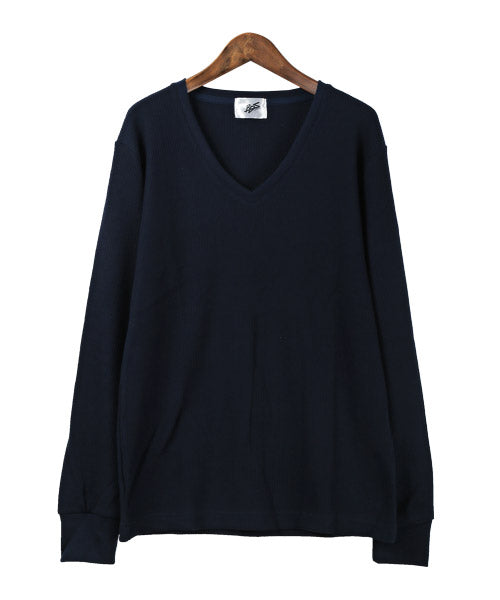 ラグスタイル LUXSTYLE ワッフルVネック長袖Tシャツ/ロンT メンズ 長袖Tシャツ ワッフル Vネック