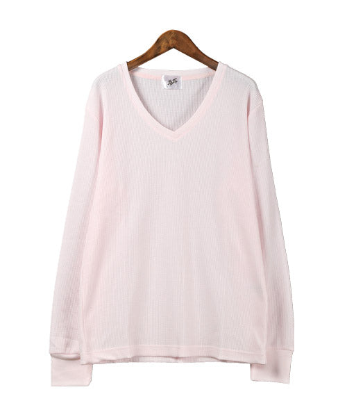 ラグスタイル LUXSTYLE ワッフルVネック長袖Tシャツ/ロンT メンズ 長袖Tシャツ ワッフル Vネック
