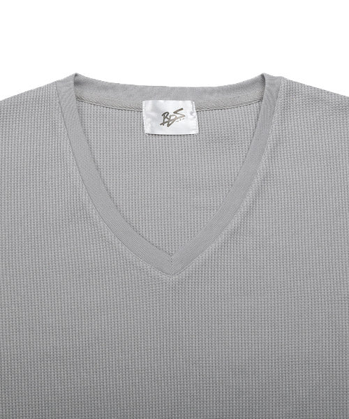 ラグスタイル LUXSTYLE ワッフルVネック長袖Tシャツ/ロンT メンズ 長袖Tシャツ ワッフル Vネック