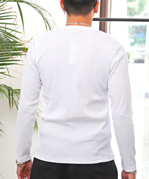ラグスタイル LUXSTYLE VネックロングTシャツ/ロンT メンズ 長袖Tシャツ Vネック テレコ 無地