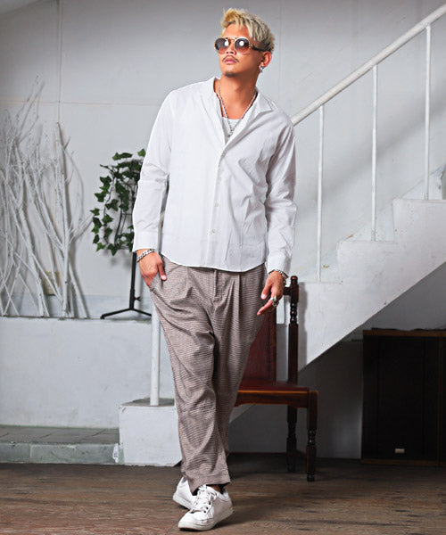 拉格風格 LUXSTYLE 日本製長袖襯衫/襯衫 男士 長袖 日本製 素色 條紋