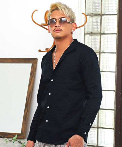 拉格風格 LUXSTYLE 日本製長袖襯衫/襯衫 男士 長袖 日本製 素色 條紋