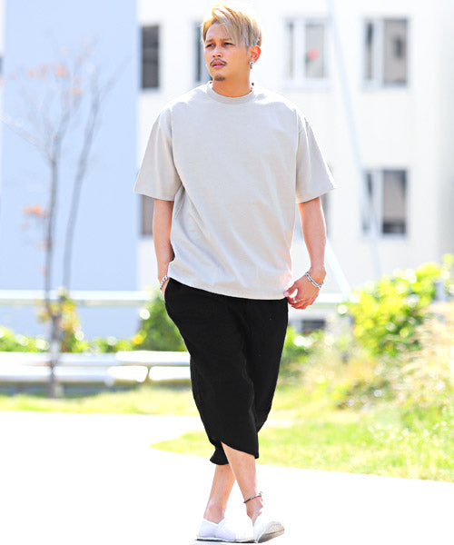 ラグスタイル LUXSTYLE ワイドサルエルクロップドパンツ/ハロンパンツ メンズ クロップドパンツ 綿麻 サルエル ワイド （1ベージュ） 1ベージュ