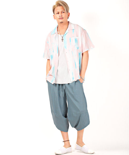 ラグスタイル LUXSTYLE ワイドサルエルクロップドパンツ/ハロンパンツ メンズ クロップドパンツ 綿麻 サルエル ワイド （1ベージュ） 1ベージュ