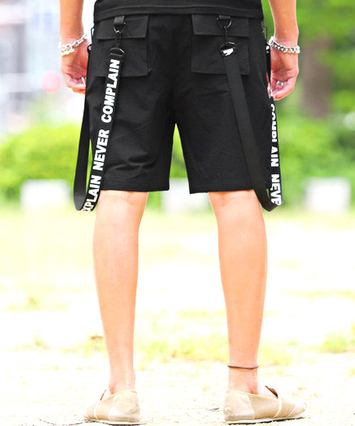 Rug style LUXSTYLE strap cargo shorts / short pants men's cargo pants strap logo