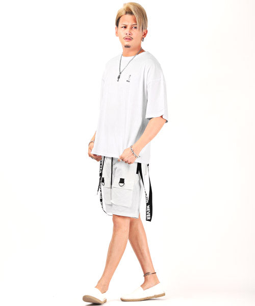 Rug style LUXSTYLE strap cargo shorts / short pants men's cargo pants strap logo