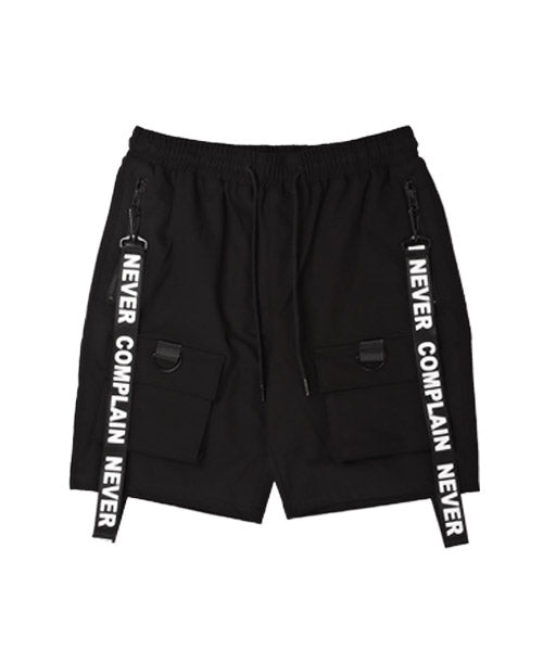 Rug style LUXSTYLE strap cargo shorts / short pants men's cargo pants strap logo