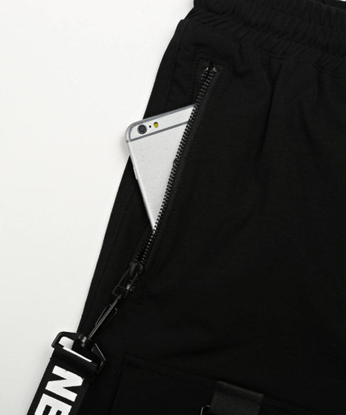 Rug style LUXSTYLE strap cargo shorts / short pants men's cargo pants strap logo