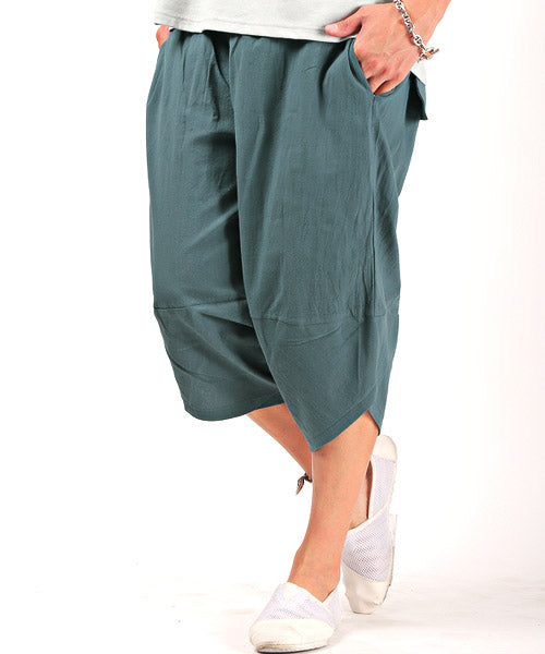 ラグスタイル LUXSTYLE 綿麻ワイドクロップドパンツ/クロップドパンツ メンズ サルエル ハロンパンツ 綿麻 ワイド （05チャコール） 05チャコール