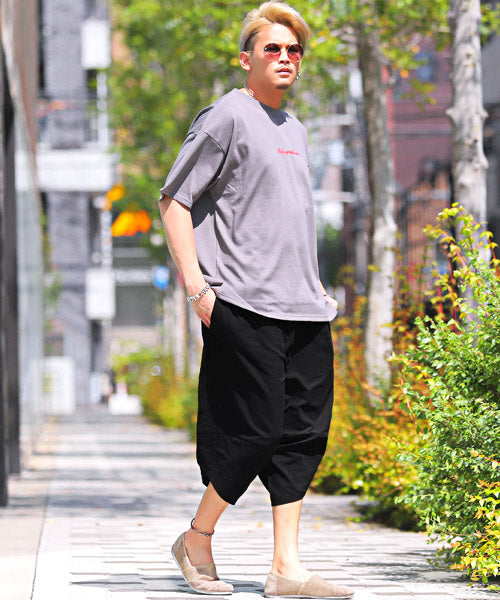 ラグスタイル LUXSTYLE 綿麻ワイドクロップドパンツ/クロップドパンツ メンズ サルエル ハロンパンツ 綿麻 ワイド （05チャコール） 05チャコール