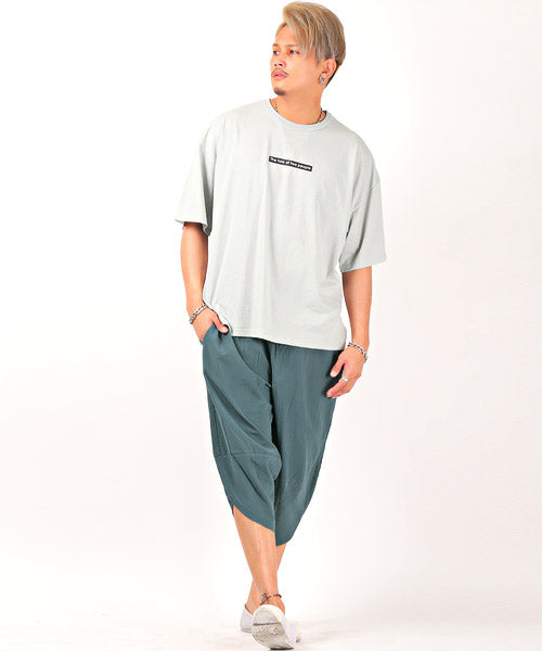 ラグスタイル LUXSTYLE 綿麻ワイドクロップドパンツ/クロップドパンツ メンズ サルエル ハロンパンツ 綿麻 ワイド （05チャコール） 05チャコール
