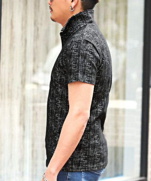 ラグスタイル LUXSTYLE モザイクジャガードハーフジップ半袖ポロシャツ/ポロシャツ メンズ モザイクジャガード 半袖 ハーフジップ BITTER ビター系