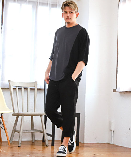 ラグスタイル LUXSTYLE 綿麻クロップドジョガーパンツ/ジョガーパンツ メンズ 綿麻 リネン クロップド丈 7分丈