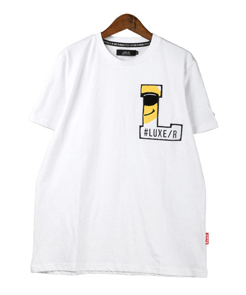 ラグスタイル LUXSTYLE LUXE/Rサガラ刺繍半袖Tシャツ/Tシャツ メンズ 半袖 サガラ刺繍 ロゴ BITTER ビター系