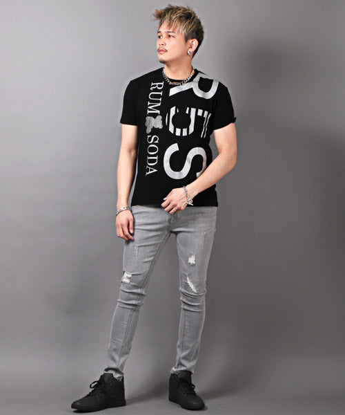 ラグスタイル LUXSTYLE RUMSODAライトストーンTシャツ/Tシャツ メンズ 半袖 ロゴ プリント ラインストーン