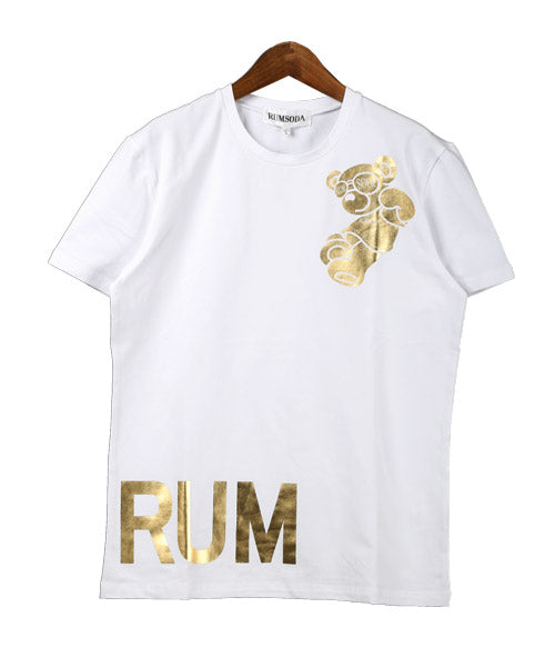 ラグスタイル LUXSTYLE RUMSODA箔プリントTシャツ/Tシャツ メンズ 半袖 ロゴ プリント ベア クマ