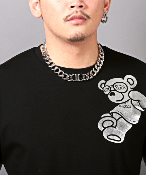 ラグスタイル LUXSTYLE RUMSODA箔プリントTシャツ/Tシャツ メンズ 半袖 ロゴ プリント ベア クマ