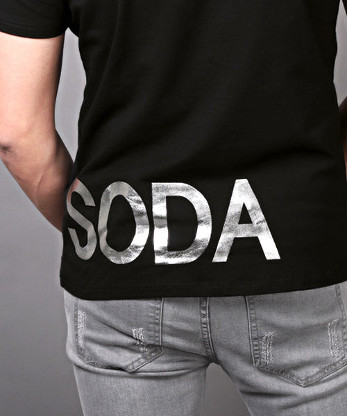 ラグスタイル LUXSTYLE RUMSODA箔プリントTシャツ/Tシャツ メンズ 半袖 ロゴ プリント ベア クマ