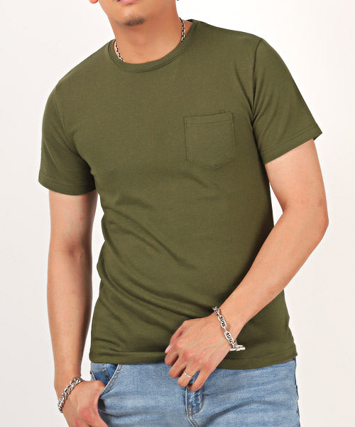 ラグスタイル LUXSTYLE 無地ポケット付きクルーネック半袖Tシャツ/Tシャツ メンズ 半袖 レディース ポケット 無地 ポケT