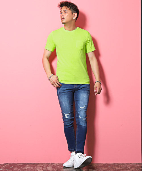 ラグスタイル LUXSTYLE 無地ポケット付きクルーネック半袖Tシャツ/Tシャツ メンズ 半袖 レディース ポケット 無地 ポケT