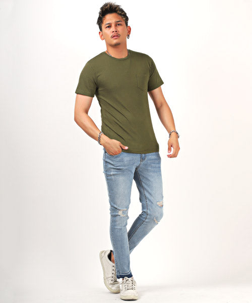 ラグスタイル LUXSTYLE 無地ポケット付きクルーネック半袖Tシャツ/Tシャツ メンズ 半袖 レディース ポケット 無地 ポケT