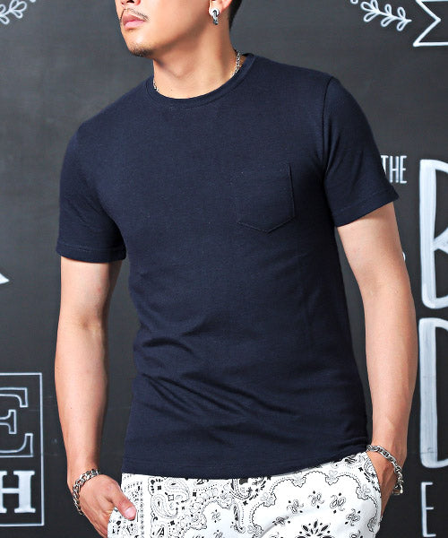 ラグスタイル LUXSTYLE 無地ポケット付きクルーネック半袖Tシャツ/Tシャツ メンズ 半袖 レディース ポケット 無地 ポケT