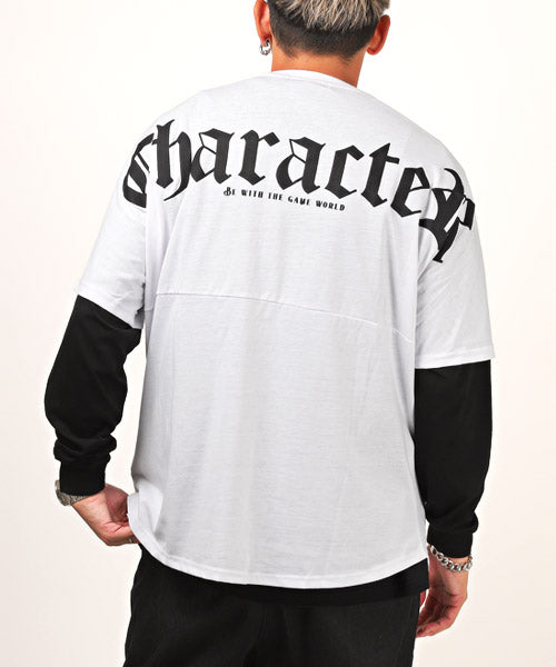 ラグスタイル LUXSTYLE バックロゴ半袖BIGTシャツ×無地ロンTアンサンブル/Tシャツ 半袖 長袖 メンズ アンサンブル レイヤード 2枚組 セット