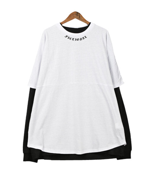 ラグスタイル LUXSTYLE バックロゴ半袖BIGTシャツ×無地ロンTアンサンブル/Tシャツ 半袖 長袖 メンズ アンサンブル レイヤード 2枚組 セット