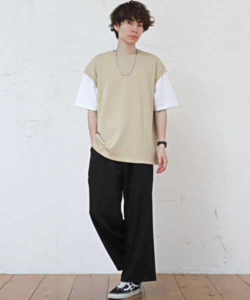 ラグスタイル LUXSTYLE ワイドテーパードパンツ/テーパードパンツ メンズ ワイドパンツ ストレッチ BITTER ビター系
