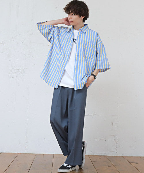 ラグスタイル LUXSTYLE ワイドテーパードパンツ/テーパードパンツ メンズ ワイドパンツ ストレッチ BITTER ビター系
