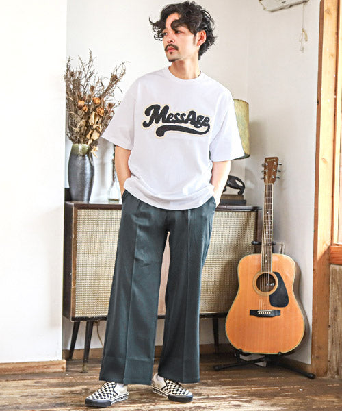 ラグスタイル LUXSTYLE ワイドテーパードパンツ/テーパードパンツ メンズ ワイドパンツ ストレッチ BITTER ビター系