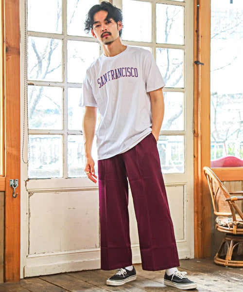 ラグスタイル LUXSTYLE ワイドテーパードパンツ/テーパードパンツ メンズ ワイドパンツ ストレッチ BITTER ビター系